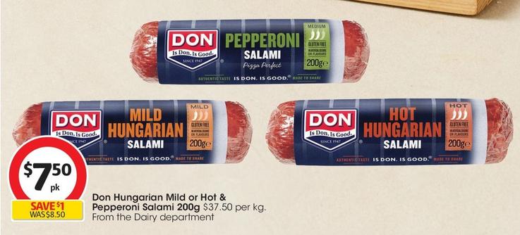 Don - Hungarian Mild Salami 200g offers at $7.5 in Coles