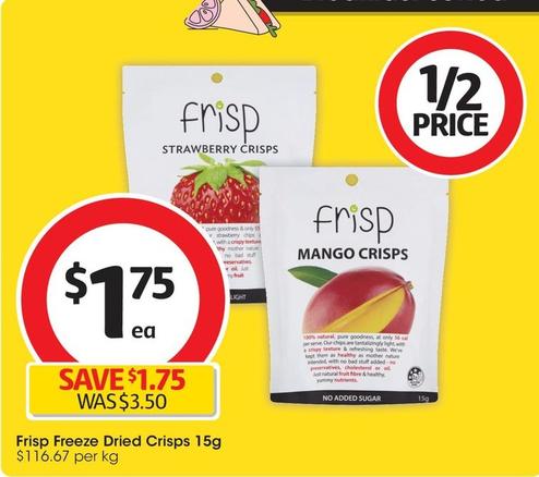 Frisp - Freeze Dried Crisps 15g offers at $1.75 in Coles