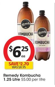 Remedy - Kombucha 1.25 Litre offers at $6.25 in Coles