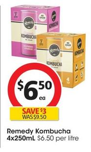 Remedy - Kombucha 4x250ml offers at $6.5 in Coles