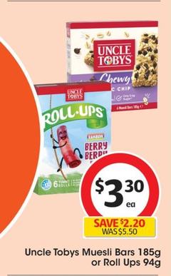 Uncle Tobys - Muesli Bars 185g offers at $3.3 in Coles