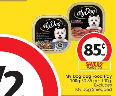 My Dog - Dog Food Tray 100g offers at $0.85 in Coles