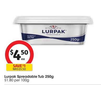 Lurpak - Spreadable Tub 250g offers at $4.5 in Coles