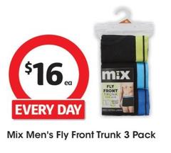 Mix - Men's Fly Front Trunk 3 Pack offers at $16 in Coles