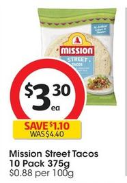 Mission - Street Tacos 10 Pack 375g offers at $3.3 in Coles