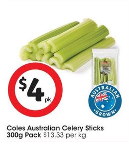 Coles - Australian Celery Sticks 300g Pack offers at $4 in Coles