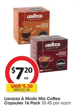 Lavazza - A Modo Mio Coffee Capsules 16 Pack offers at $7.2 in Coles