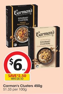 Carman's - Clusters 450g offers at $6 in Coles