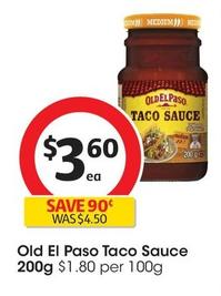 Old El Paso - Taco Sauce 200g offers at $3.6 in Coles