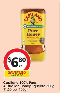 Capilano - 100% Pure Australian Honey Squeeze 500g offers at $6.8 in Coles