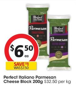 Perfect Italiano - Parmesan Cheese Block 200g offers at $6.5 in Coles