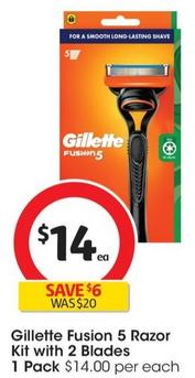 Gillette - Fusion 5 Razor Kit with 2 Blades 1 Pack offers at $14 in Coles
