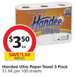 Handee - Ultra Paper Towel 3 Pack offers at $3.5 in Coles