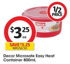 Decor - Microsafe Easy Heat Container 800mL offers at $3.25 in Coles