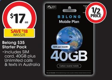 Belong - $35 Starter Pack offers at $17 in Coles