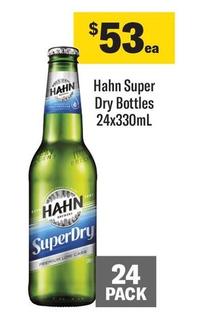 Hahn - Super Dry Bottles 24x330ml offers at $53 in Coles
