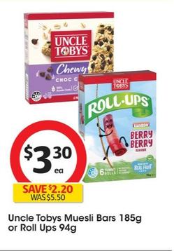 Uncle Tobys - Muesli Bars 185g offers at $3.3 in Coles