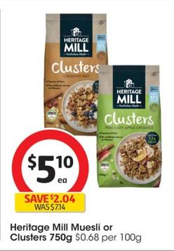 Heritage - Mill Muesli 750g offers at $5.1 in Coles