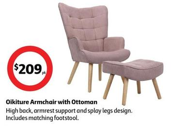Oikiture - Armchair With Ottoman offers at $209 in Coles