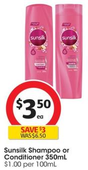 Sunsilk - Shampoo 350mL offers at $4 in Coles