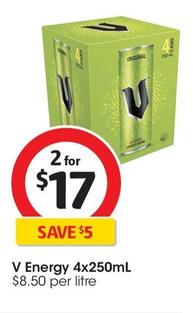V - Energy 4x250ml offers at $17 in Coles