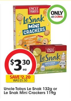 Uncle Tobys - Le Snak 132g offers at $3.3 in Coles