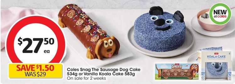 Coles - Snag The Sausage Dog Cake 534g offers at $27.5 in Coles
