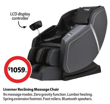 Livemor - Reclining Massage Chair offers at $1059 in Coles