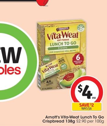 Arnott's - Vita-weat Lunch To Go Crispbread 138g offers at $4 in Coles