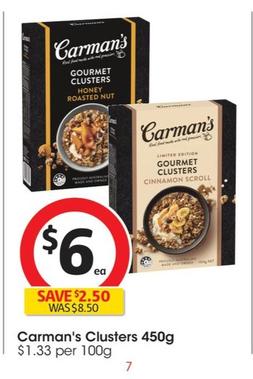 Carman's - Clusters 450g offers at $6 in Coles
