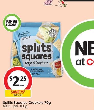 Spliits - Squares Crackers 70g offers at $2.25 in Coles