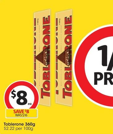 Toblerone - 360g offers at $8 in Coles