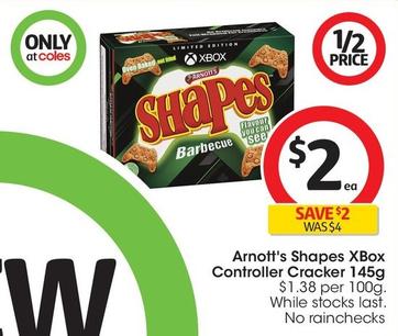 Arnott's - Shapes Xbox Controller Cracker 145g offers at $2 in Coles