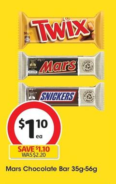 Mars - Chocolate Bar 35g-56g offers at $1.1 in Coles