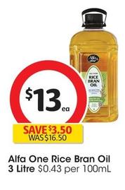Alfa - One Rice Bran Oil 3 Litre offers at $13 in Coles