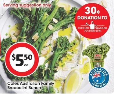 Coles - Australian Family Broccolini Bunch offers at $5.5 in Coles