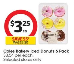 Coles - Bakery Iced Donuts 6 Pack offers at $3.25 in Coles