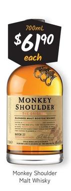 Monkey Shoulder - Malt Whisky offers at $61.9 in Cellarbrations
