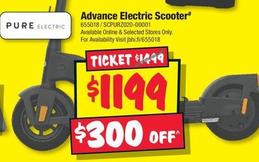 Pure Electric - Advance Electric Scooter offers at $1199 in JB Hi Fi