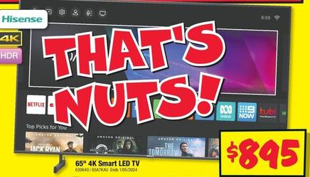 Hisense - 65" 4k Smart Led Tv offers at $895 in JB Hi Fi