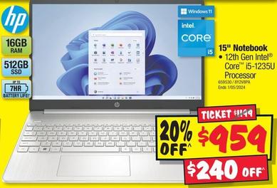 Hp laptops offers at $959 in JB Hi Fi