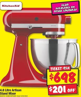 Kitchenaid - 4.8 Litre Artisan Stand Mixer offers at $698 in JB Hi Fi