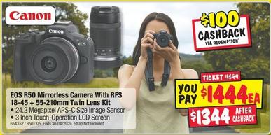 Canon - Eos R50 Mirrorless Camera With Rfs 18-45+ 55-210mm Twin Lens Kit offers at $1444 in JB Hi Fi