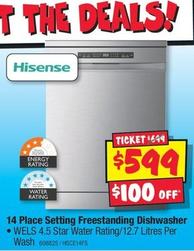 Hisense - 14 Place Setting Freestanding Dishwasher offers at $599 in JB Hi Fi