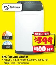 Westinghouse - 6kg Top Load Washer offers at $599 in JB Hi Fi