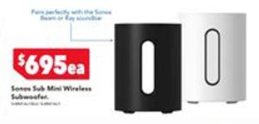 Sonos - Sub Mini Wireless Subwoofer offers at $695 in Harvey Norman