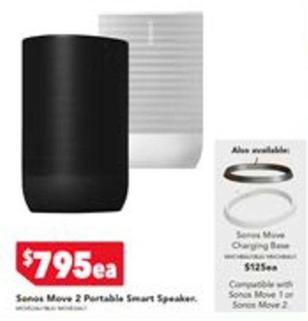Sonos - Move 2 Portable Smart Speaker offers at $795 in Harvey Norman