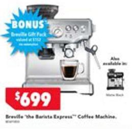 Breville - The Barista Express Coffee Machine offers at $699 in Harvey Norman