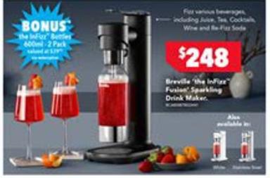 Breville - The Infizz Fusion Sparkling Drink Maker offers at $248 in Harvey Norman