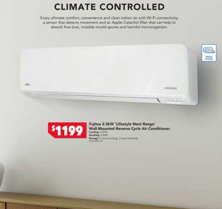 Fujitsu - .5kw 'lifestyle Next Range Wall-mounted Reverse Cycle Air Conditioner offers at $1199 in Harvey Norman